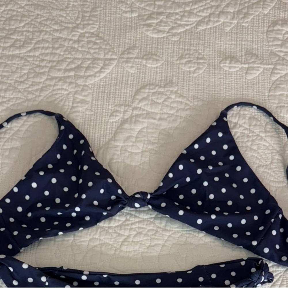 Navy Blue Polka Dot Bikini Top